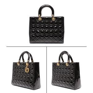 Dior Christian bag shoulder Cannage handbag leather Lady patent